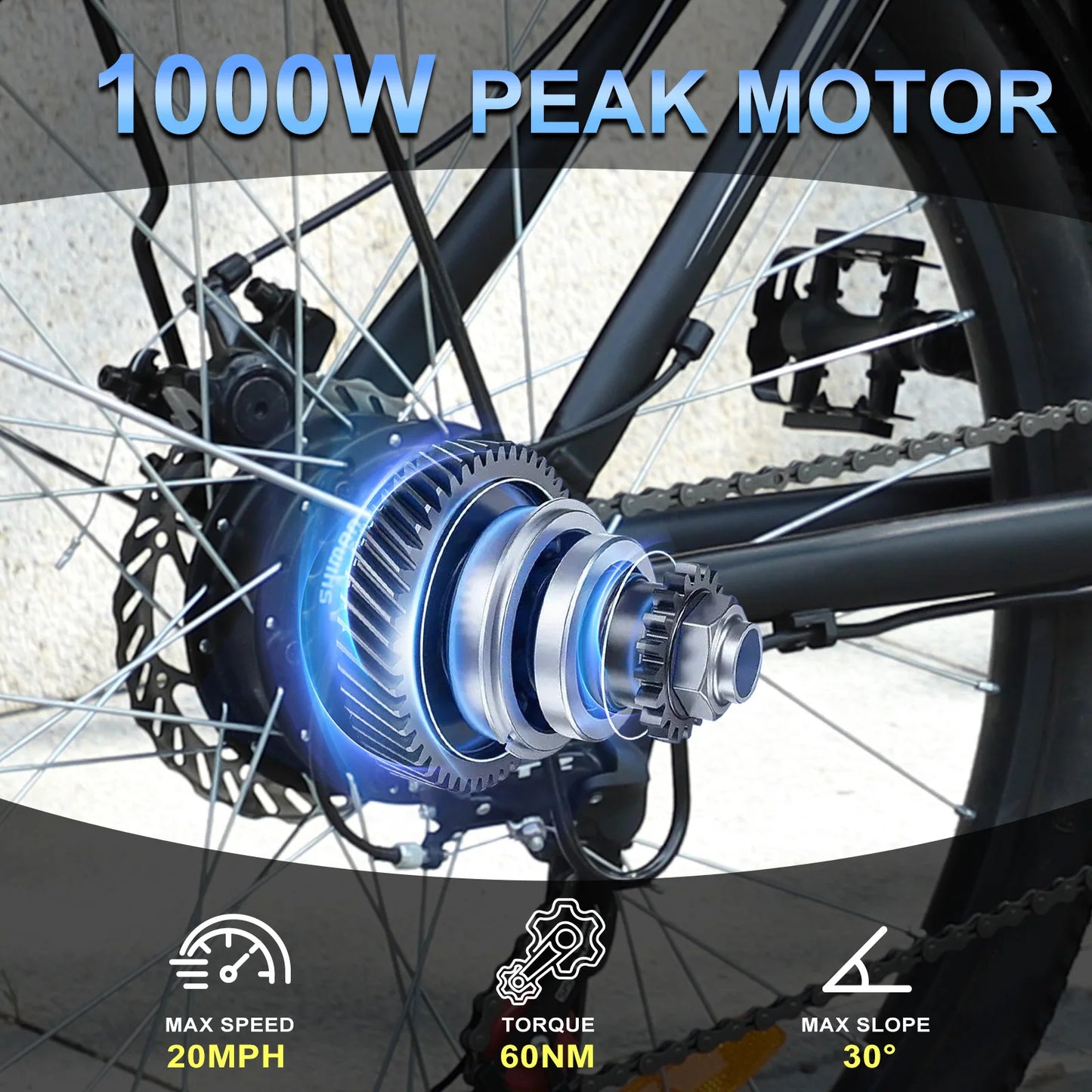 ZNH 1000W Electric Mountain Bike Removable Battery 48V 13Ah