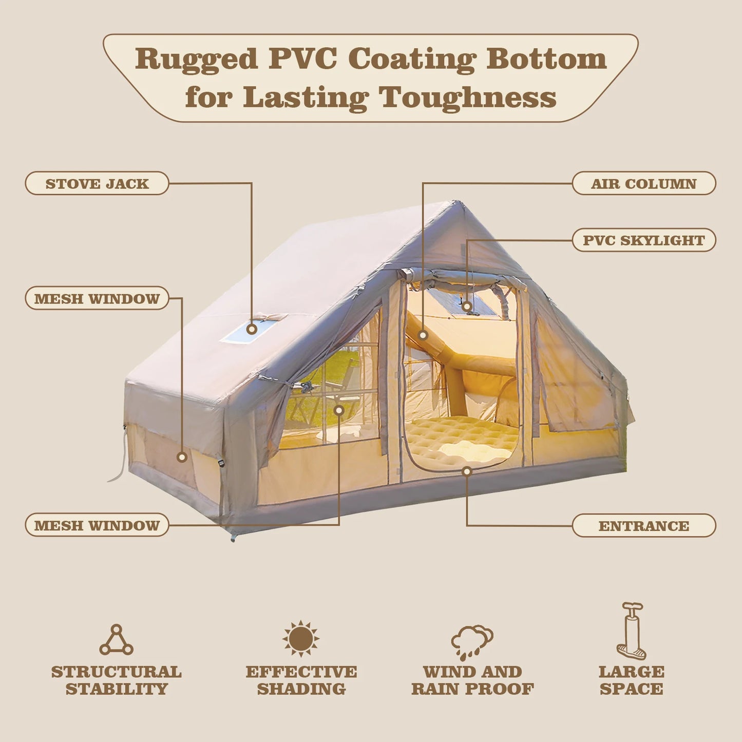 Pro Gear Sporting Goods Inflatable Camping Tent All Weather