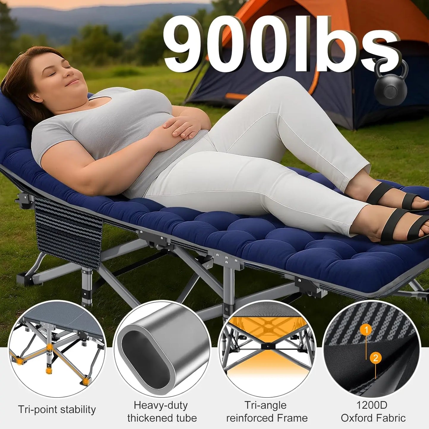 Pro Gear Folding Camping Cot Mat For Adults Heavy Duty