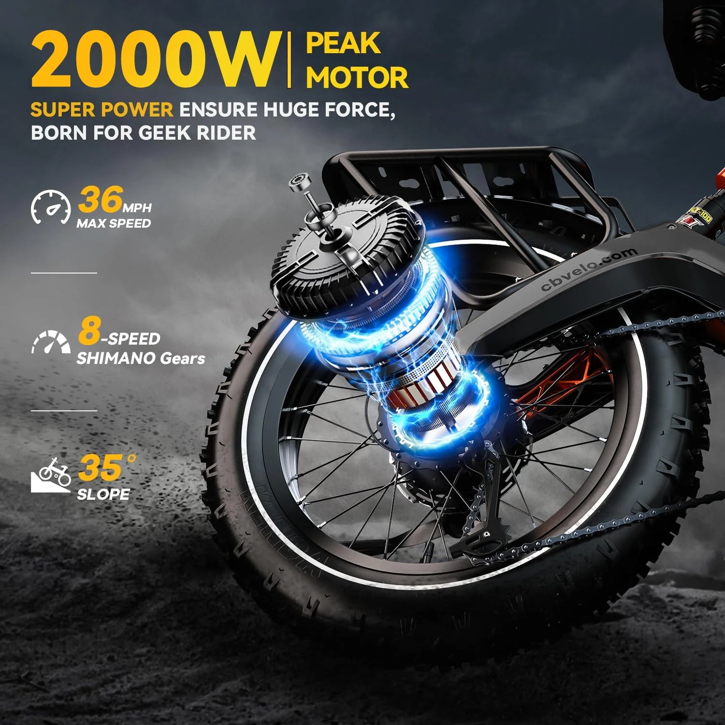 CYBERVELO Folding Electric Bike 1000W 35MPH 100 Mile Range
