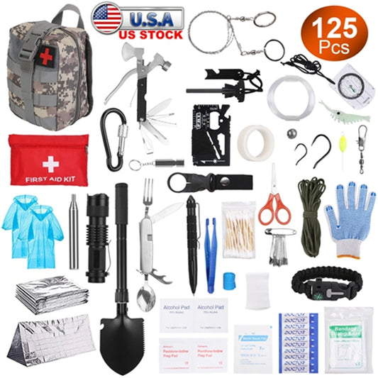 AUKYGGUS 125 In 1 Emergency Survival First Aid Outdoor Kit