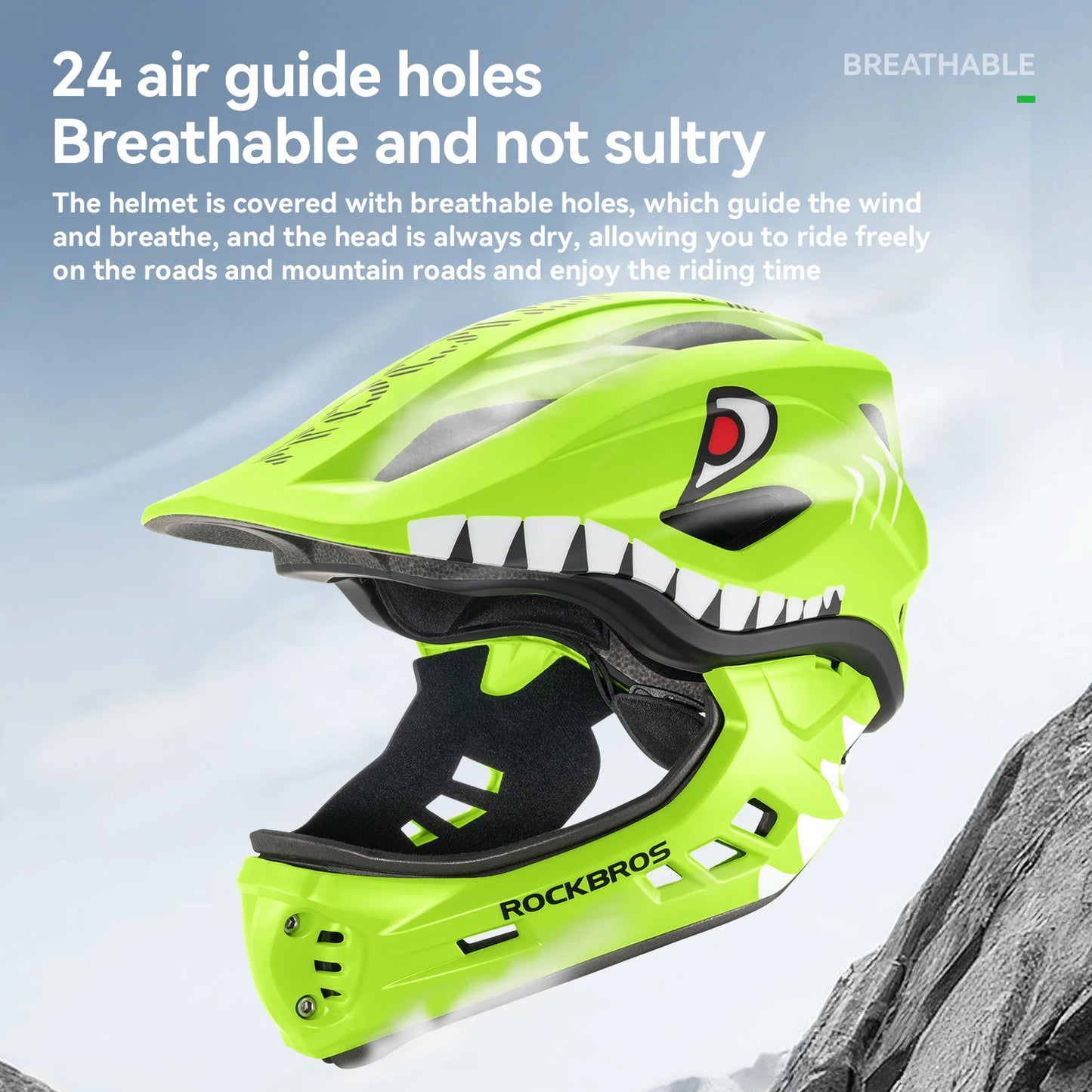 ROCKBROS Kids Detachable Full Face Cycling Helmet Safety