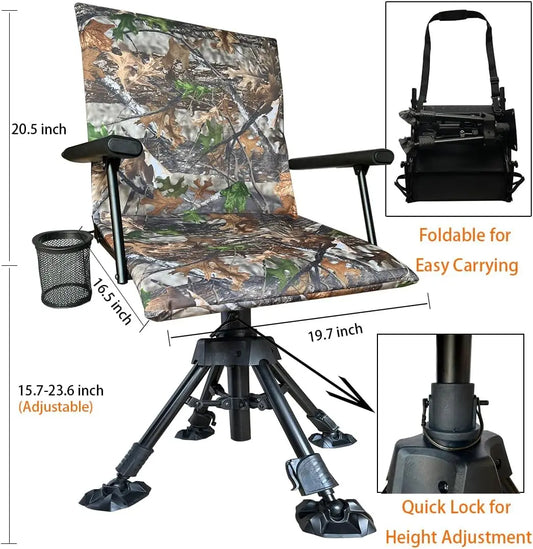 Hign Concerned Silent Swivel Portable Groundblind Chair