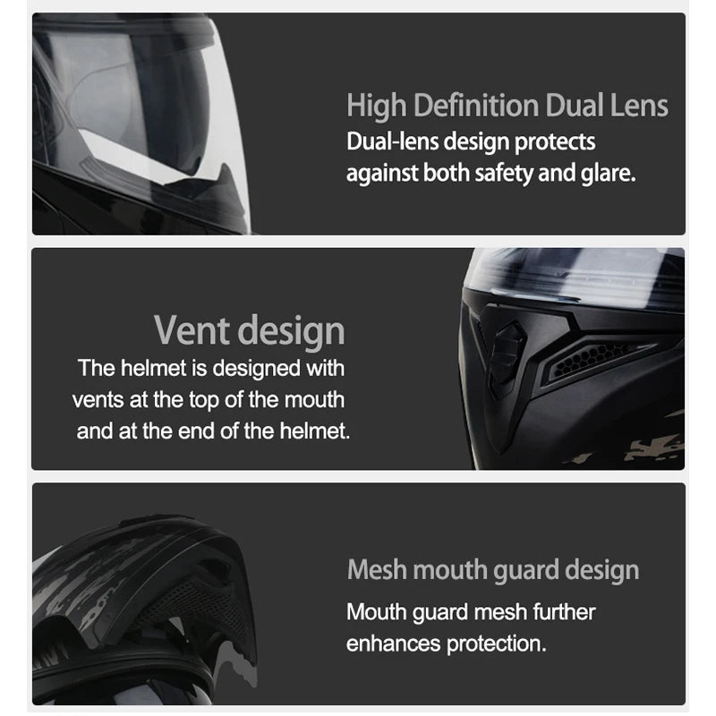 UCHOOSE Motorcycle Modular Flip Up Helmet For Off Road