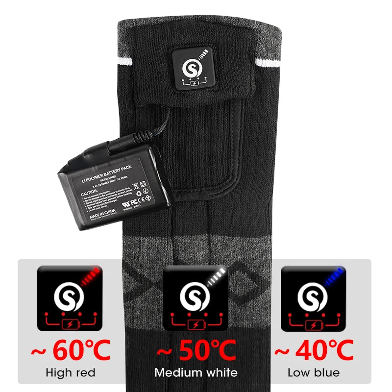 Savior Heat Snow Deer Rechargeable Heated Socks for Skiing Cycling and Winter Warmth