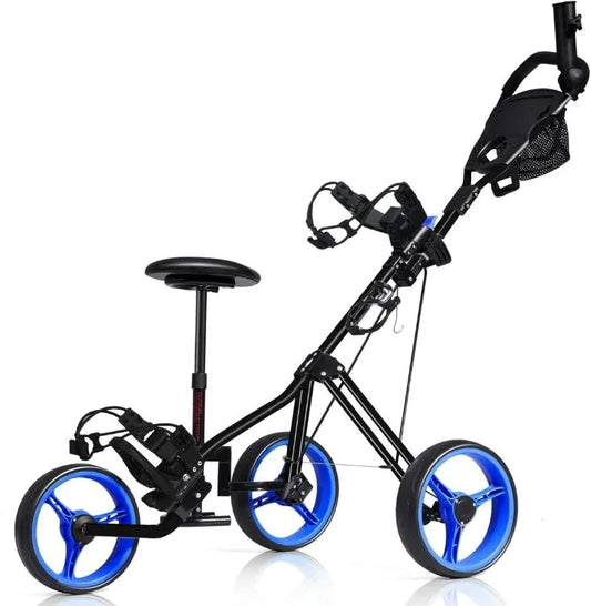 YTYIN Golf Push Cart With Seat Height Adjustable Handle