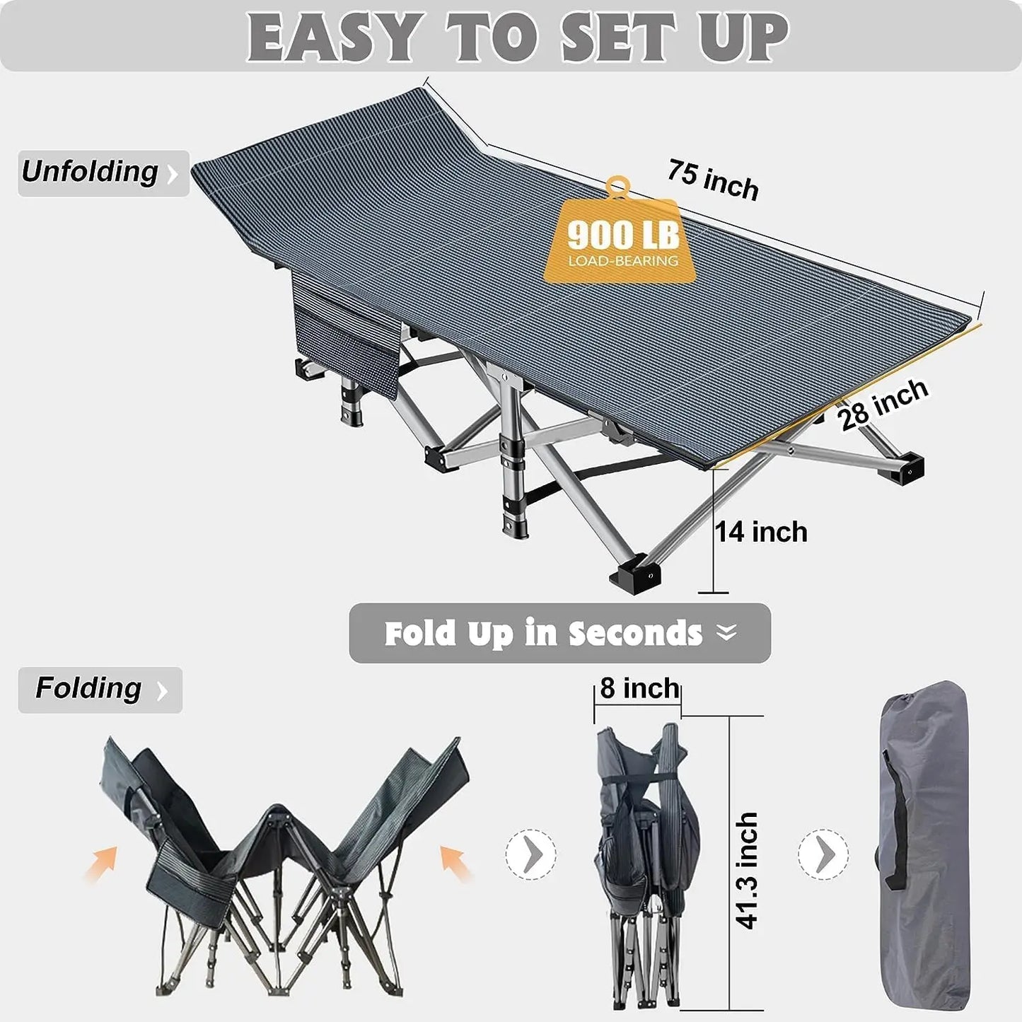 Pro Gear Folding Camping Cot Mat For Adults Heavy Duty