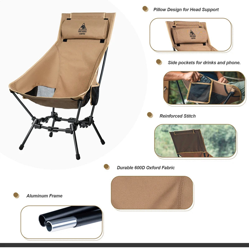 OneTigris Portable High Back Camping Chair For Outdoors