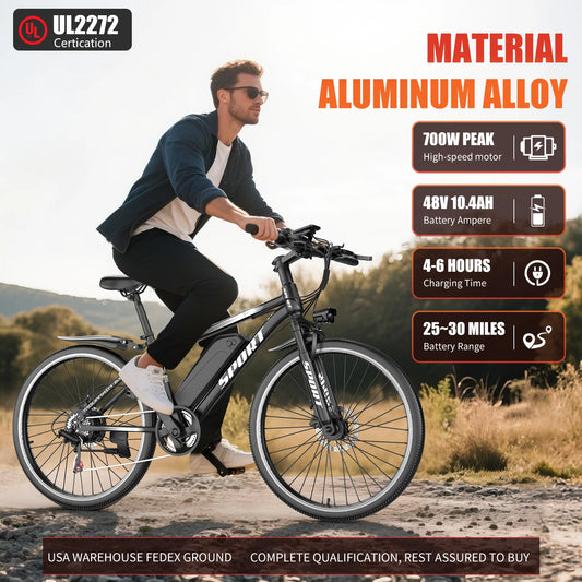 Electric Mountain Bike 700W Peak Motor 20MPH 35 Mile Range