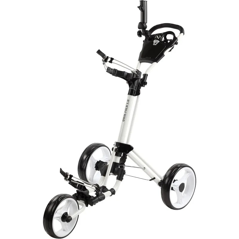 YTYIN Golf Push Cart 3 Wheel With Foot Brake Foldable