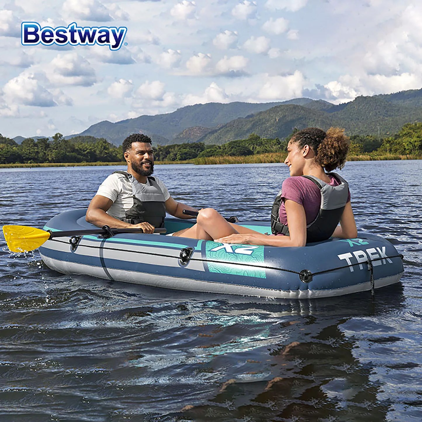 Bestway 61153 Two Person Inflatable Kayak Durable PVC Boat