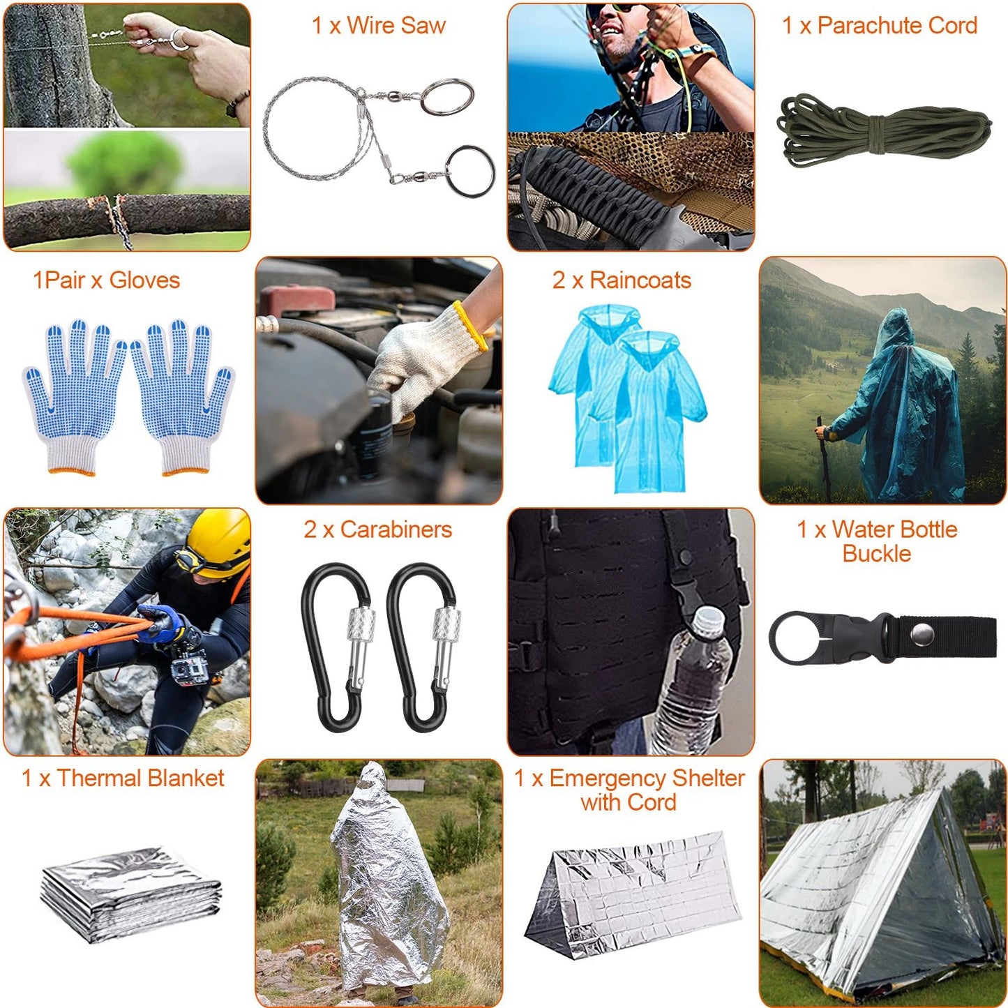 AUKYGGUS 125 In 1 Emergency Survival First Aid Outdoor Kit