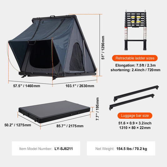 SucceBuy Rooftop Tent Hardshell Waterproof For SUVs