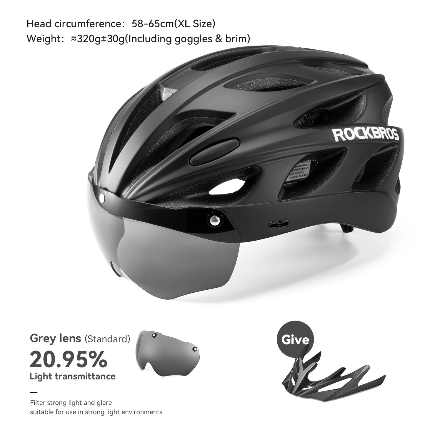 ROCKBROS Cycling Helmet With Goggles Integrated Lightweight Head Protection For MTB And Road