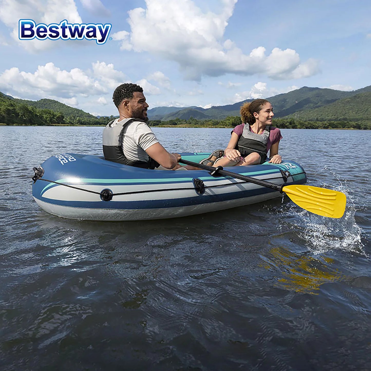 Bestway 61153 Two Person Inflatable Kayak Durable PVC Boat