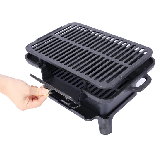 Portable Oval Cast Iron Enameled Grill
