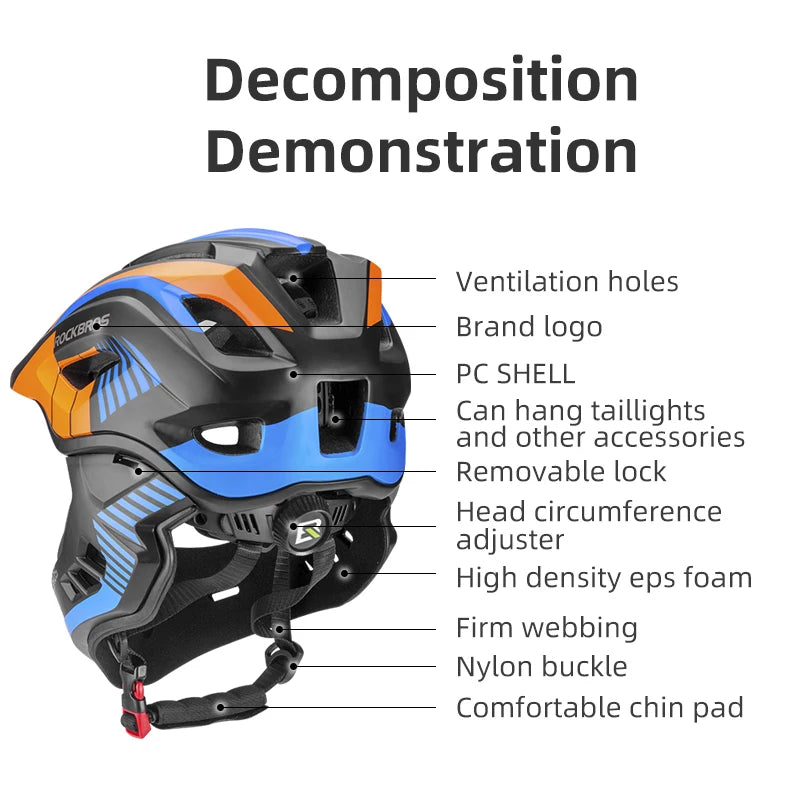 ROCKBROS Kids Detachable Full Face Cycling Helmet Safety