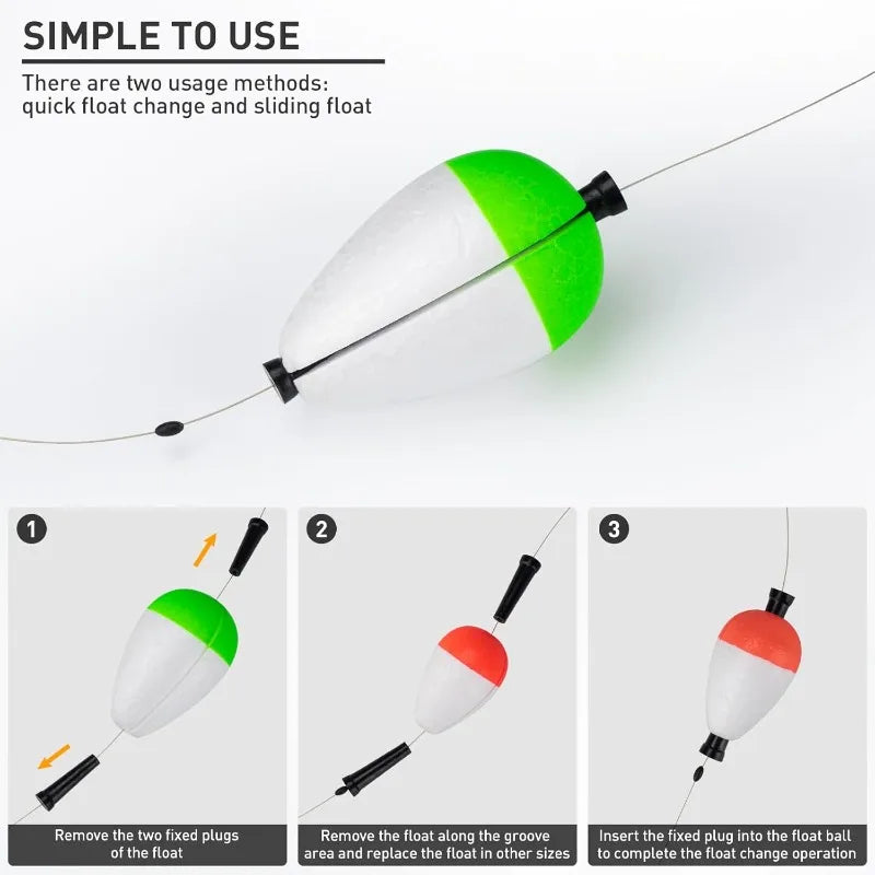 YTYINH Slotted Peg Fishing Floats Foam Slip Bobbers Pack