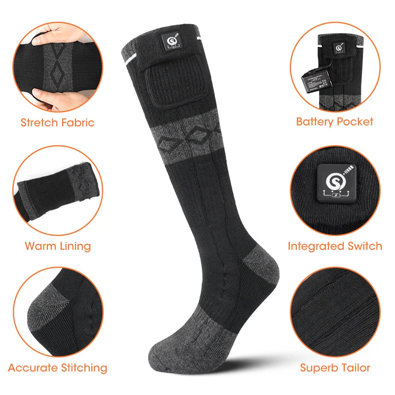 Savior Heat Snow Deer Rechargeable Heated Socks for Skiing Cycling and Winter Warmth