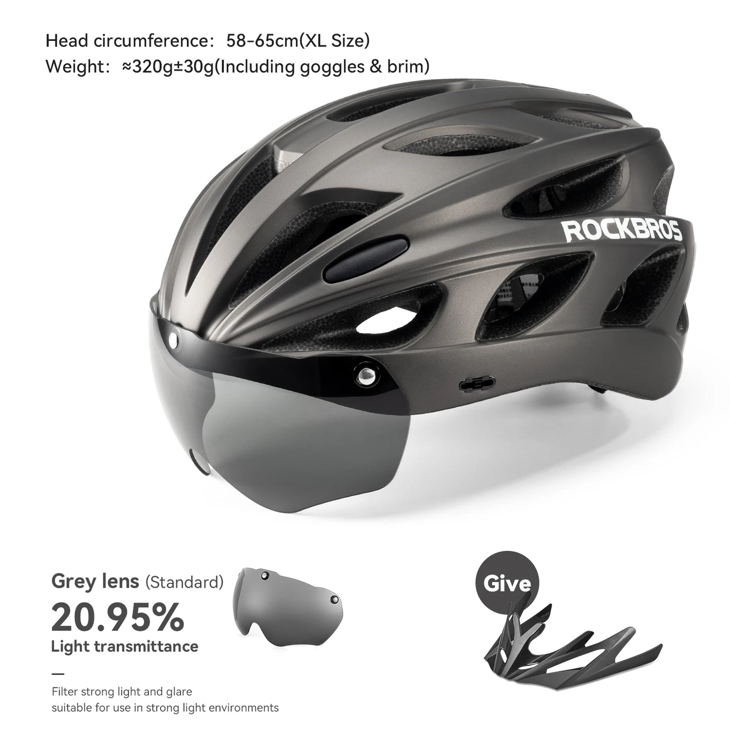 ROCKBROS Cycling Helmet With Goggles Integrated Lightweight Head Protection For MTB And Road