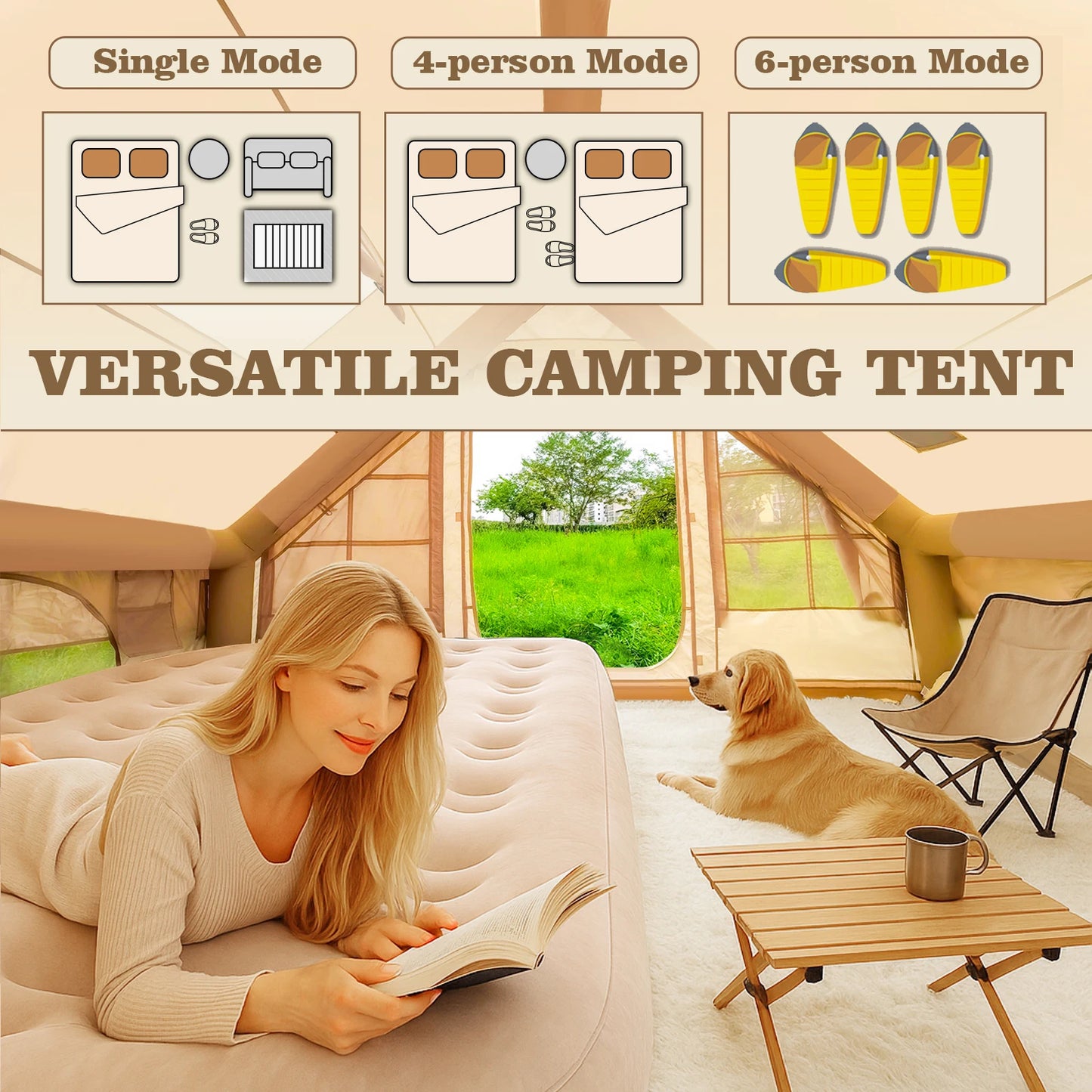 Pro Gear Sporting Goods Inflatable Camping Tent All Weather