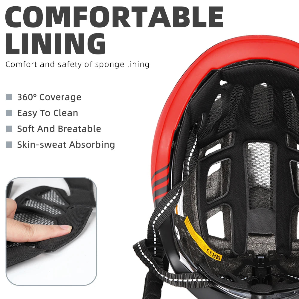 Victgoal MTB Helmet With Visor LED Rear Light Racing