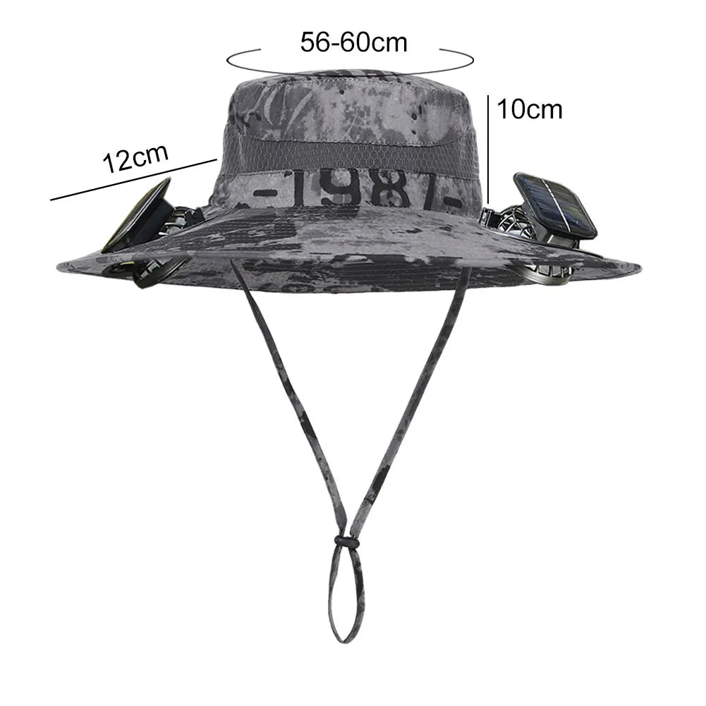 Guangdong Solar Fan Wide Brim Outdoor Fishing Sun Hat USB