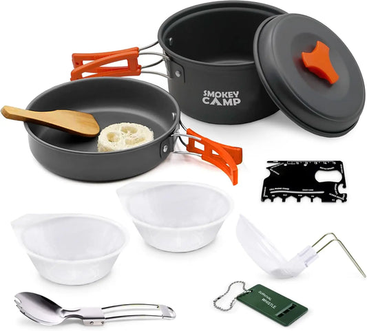 Camping Cookware Mess Kit All In One Nonstick Stove Set
