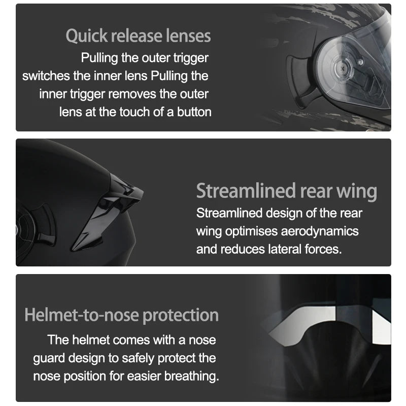 UCHOOSE Motorcycle Modular Flip Up Helmet For Off Road