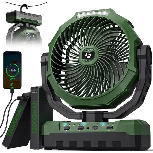 AUKYGGUS 3 In 1 Rechargeable Camping Fan With Light Remote