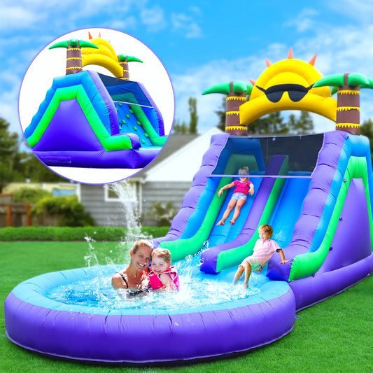 RTS Inflatable Double Water Slide Park Outdoor Play For Kids