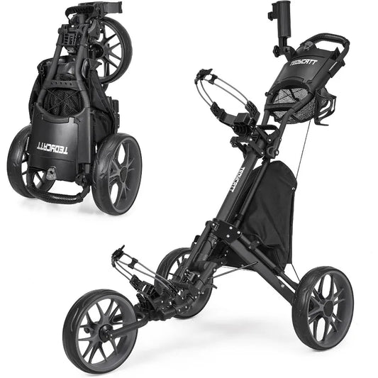 Three Wheel Golf Push Cart Lightweight Folding Trolley