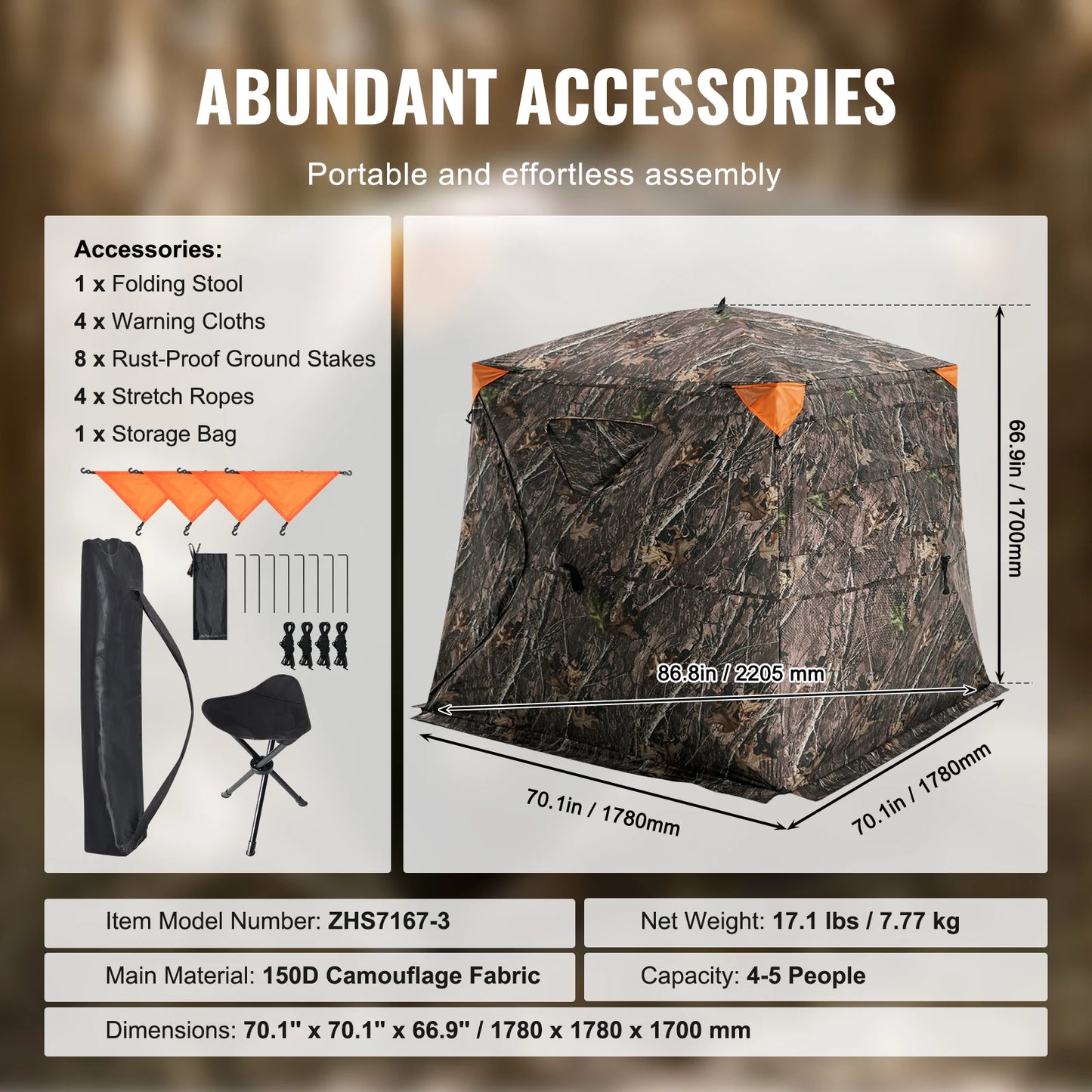 VEVOR Hunting Blind See Through Ground Blind Four To Five