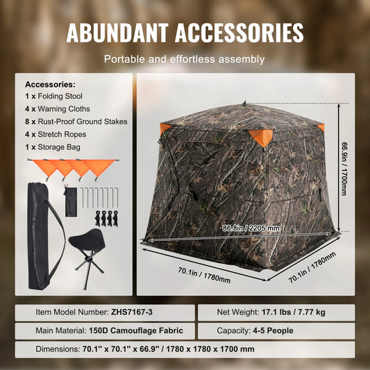 VEVOR Hunting Blind See Through Ground Blind Four To Five