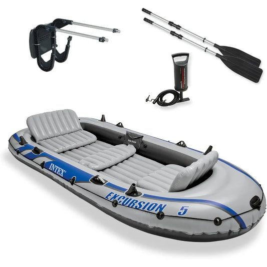 YTYIN Inflatable Fishing Raft Boat Set With Oars Pump Mount