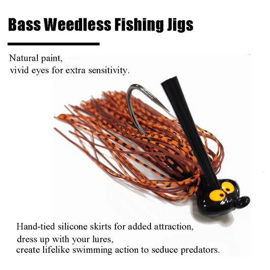 NoEnName Null 15pcs Bass Fishing Jigs Kit with Silicone Skirts