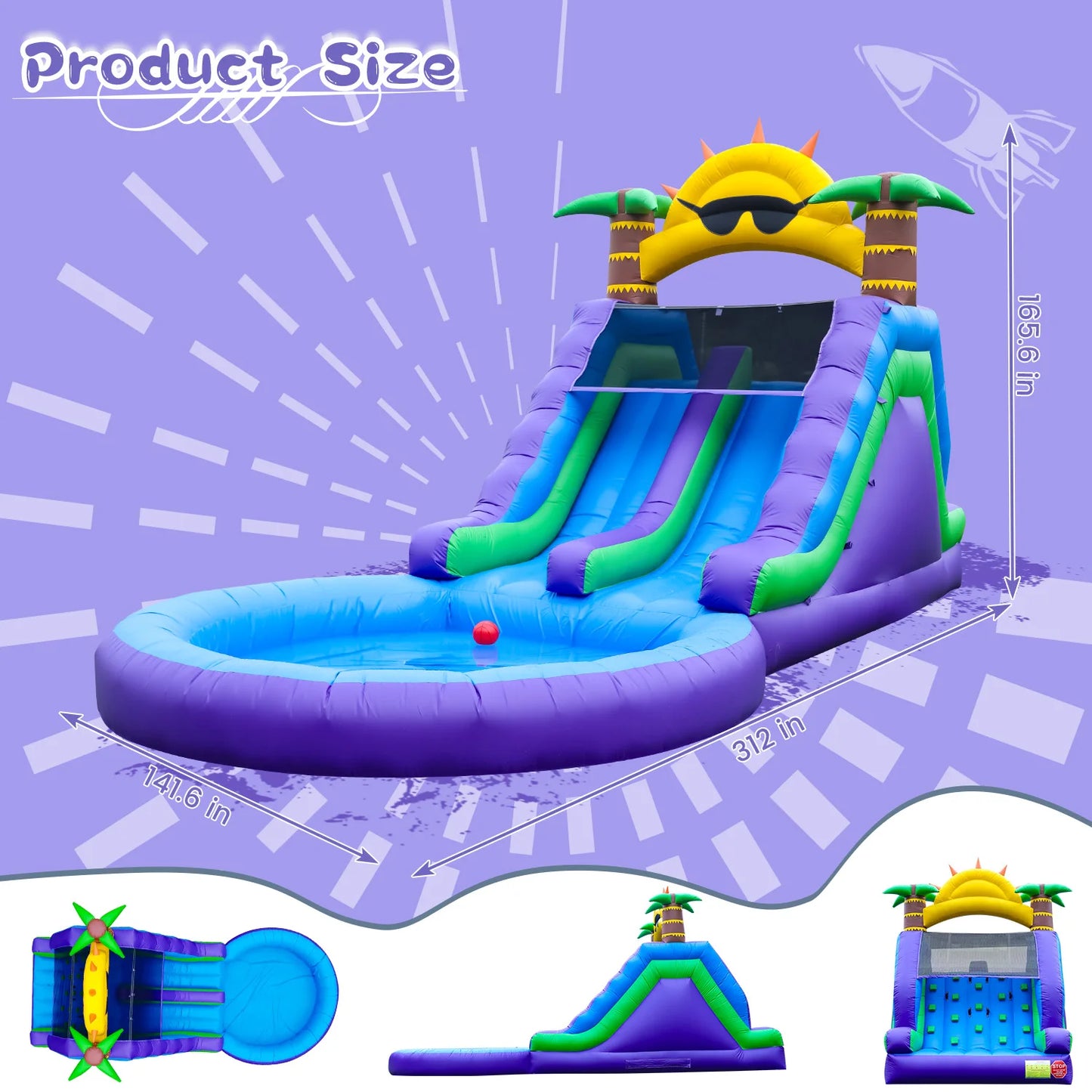 RTS Inflatable Double Water Slide Park Outdoor Play For Kids