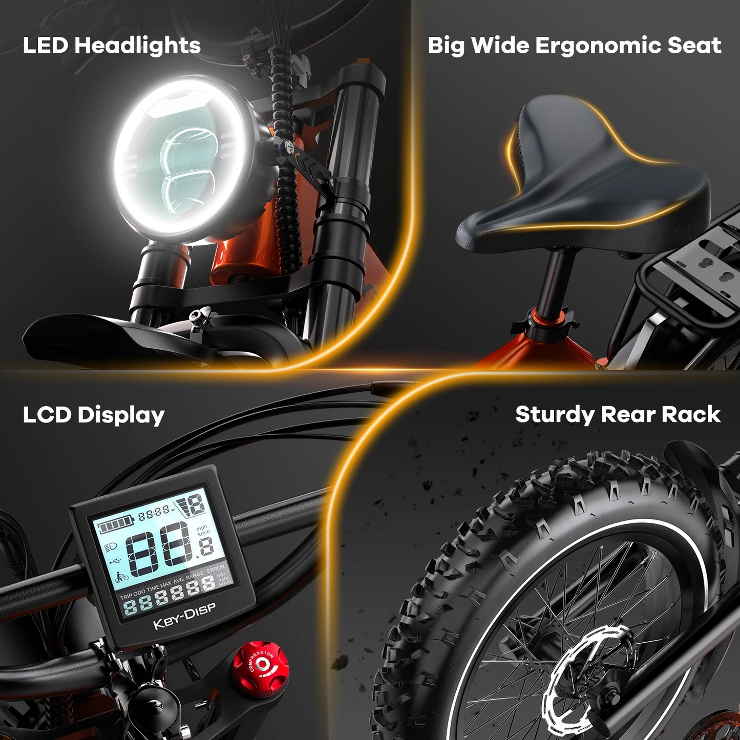 CYBERVELO Folding Electric Bike 1000W 35MPH 100 Mile Range