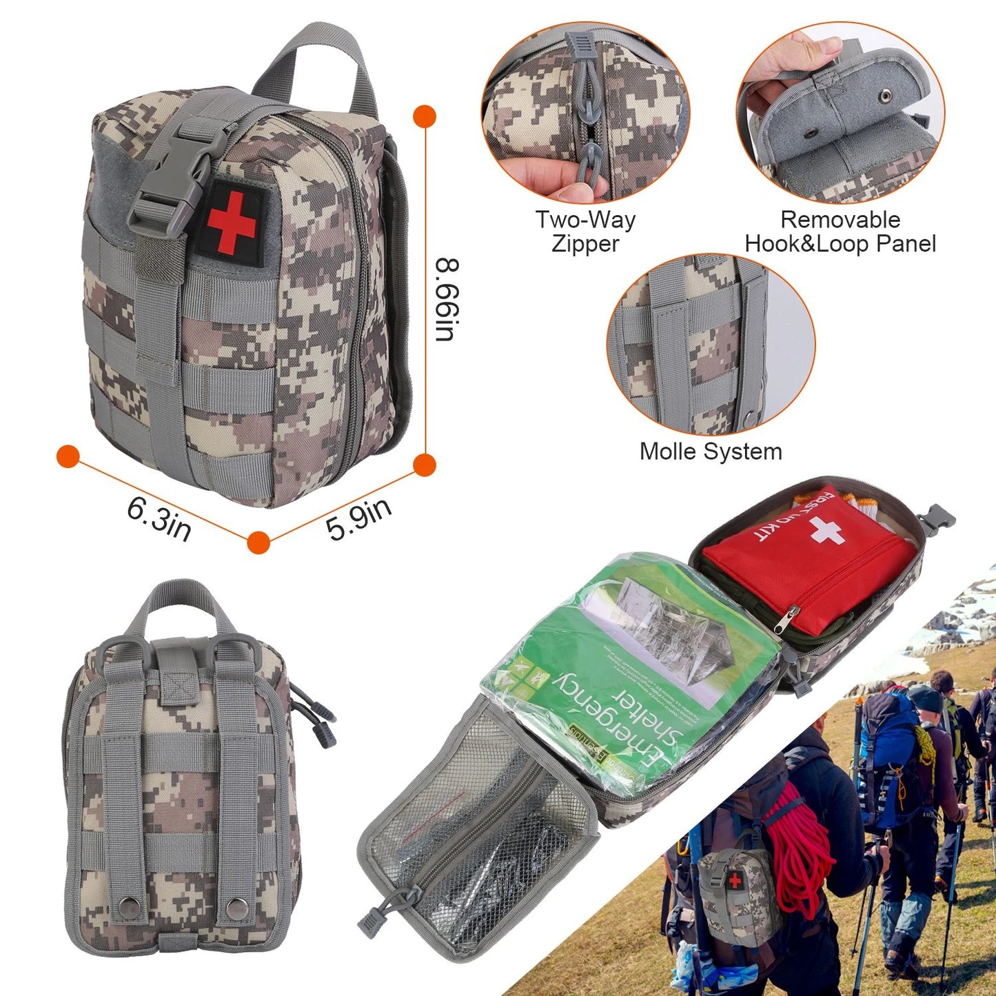 AUKYGGUS 125 In 1 Emergency Survival First Aid Outdoor Kit