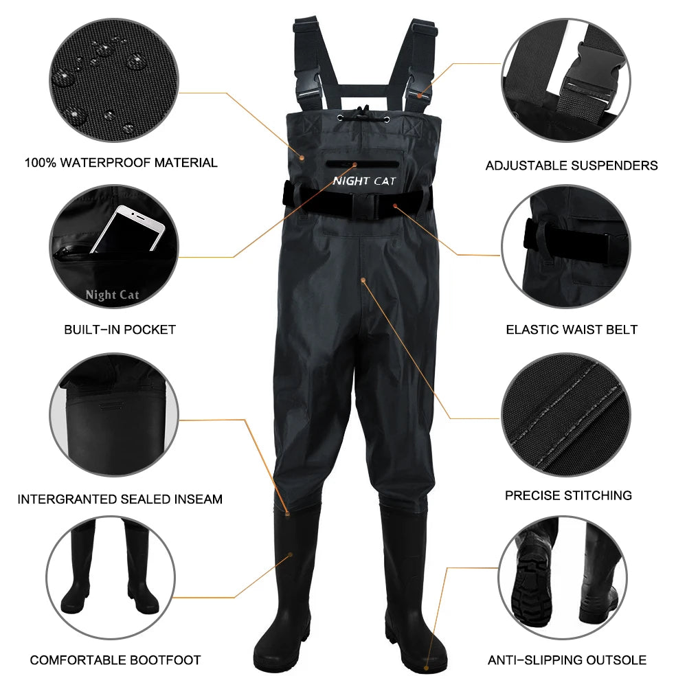 Breathable Comfortable Waterproof Chest Waders Men Nylon